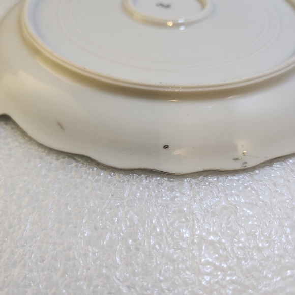 Hand Painted Silver Trimmed Scalloped Floral Vanity Trinket Candy Plate - Picture 8 of 15